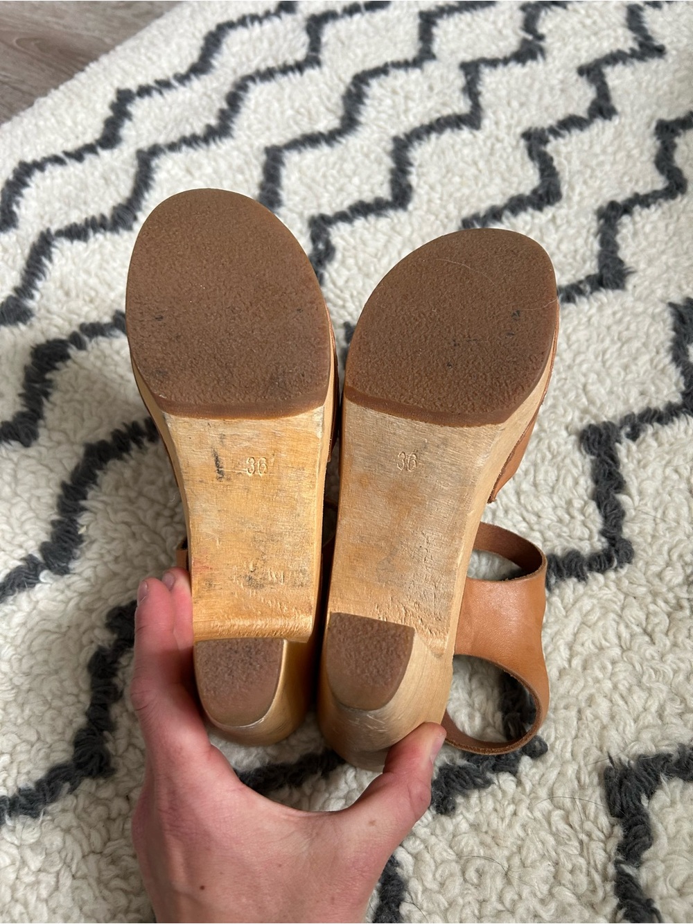 Swedish Hasbeens Tan Leather Closed-Toe Slingback Clogs - Picture 7 of 7